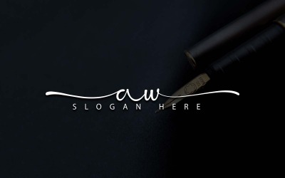 Kalligrafi Studio Style AW Letter Logo Design - varumärkesidentitet