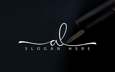 Kalligráfia Stúdió Stílus AL Letter Logo Design - márkaidentitás