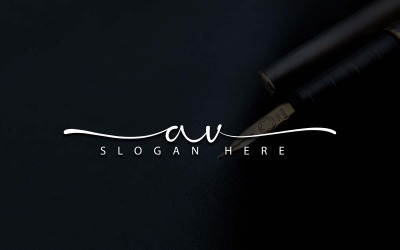 Kalligráfia Stúdió Stílusú AV Letter Logo Design - Márkaidentitás