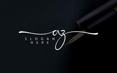 Kalligrafie Studio stijl AZ brief Logo ontwerp - merkidentiteit