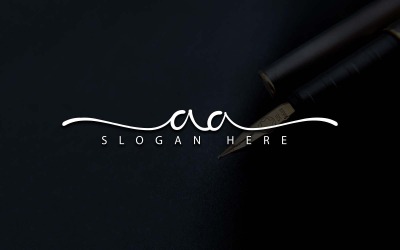 Logo-Design mit AA-Buchstaben im Kalligraphie-Studio-Stil – Markenidentität
