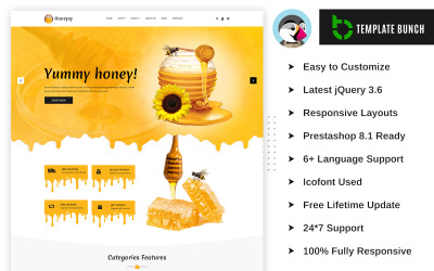 Honeysy - e-Ticaret için Duyarlı Prestashop Teması