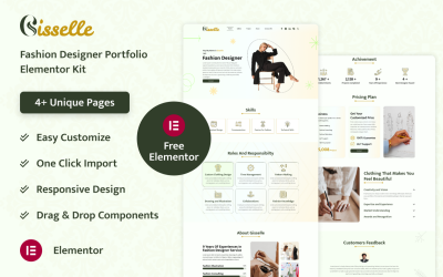 Gisselle - Kit Elementor Portfolio de créateurs de mode