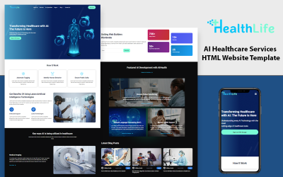 Plantilla de sitio web HTML de servicios sanitarios de IA