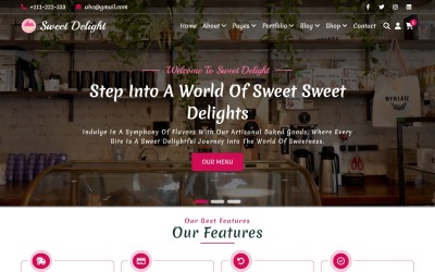 Sweet Delight - Godis &amp;amp; Bageri HTML5 webbplatsmall