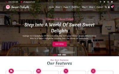Sweet Delight - Sweets &amp;amp; Bakery HTML5 Website Template