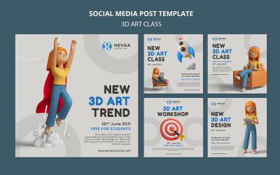 3D  Art Class Social Media Post Template
