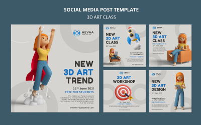 3D  Art Class Social Media Post Template