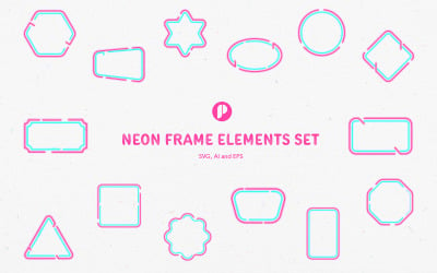 Pink &amp;amp; Blue Neon Frame Elements Set
