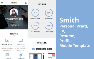 Smith – Persönliche vCard, Lebenslauf, Lebenslauf, mobile Profilvorlage
