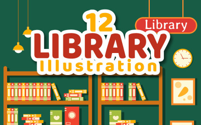 12 Bibliotheek vectorillustratie
