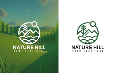Mountain logotyp vektor symbol illustration design, natur logotyp, landskap line art logo design