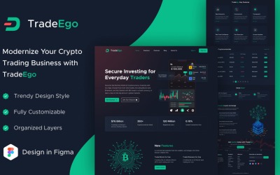 TradeEgo - Kripto Ticareti Açılış Sayfası Figma Şablonu