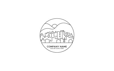 Шаблон дизайна логотипа круга линии здания