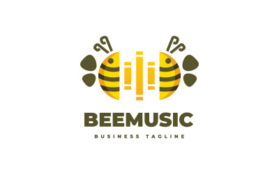 Modèle de logo de musique d&amp;#39;abeille moderne