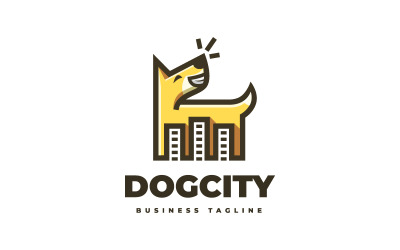 Modèle de logo de ville de chien mignon