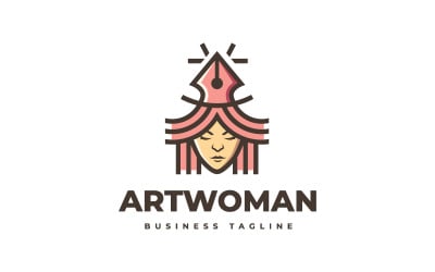 Modelo de logotipo de mulher de arte de beleza