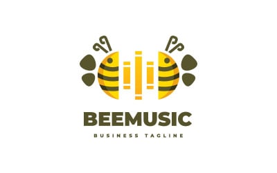 Modelo de logotipo de música de abelha moderna
