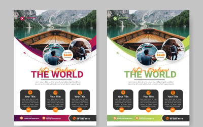 Шаблон оформлення туристичної листівки для туристичного агентства з контактом і місцем проведення
