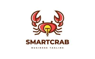 Szablon logo geniusza i inteligentnego kraba