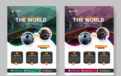 Travel flyer design template  for  travel agency with contact and venue detail