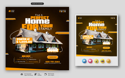 Design der Social-Media-Beitragsvorlage für Immobilien