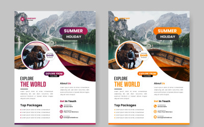 Designvorlage für Reiseflyer für ein Reisebüro mit Kontakt- und Veranstaltungsortdetailkonzept