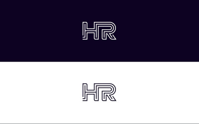 HR-Buchstabenlinien-Logo-Design schwarz und weiß v3