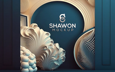Logo Mockup on Blue Interior