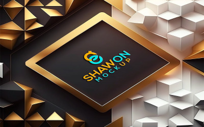 Logo Mockup on Golden Frame