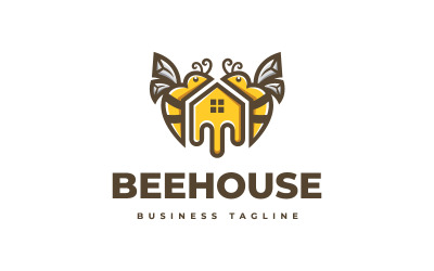 Modèle de logo de maison d&amp;#39;abeille de couple