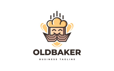 Modèle de logo de vieux boulanger à barbe