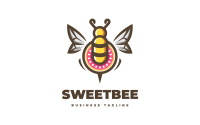 Modèle de logo mignon abeille douce