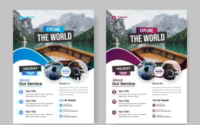Plantilla de diseño de volante de viaje para agencia de viajes con ideas de contacto y lugar