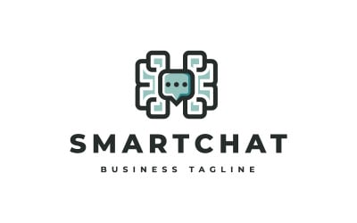 Шаблон логотипа Brain Smart Chat