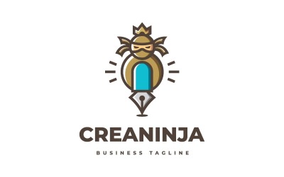 Szablon logo kreatywnej sztuki ninja