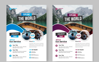 Travel flyer design template  for  travel agency with contact and venue ideas