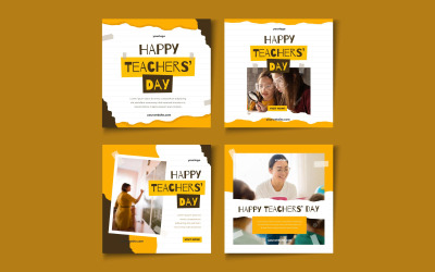 Modèle de collection de publications sur les réseaux sociaux pour la Journée des enseignants heureux