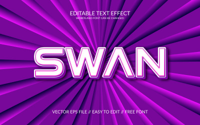 Modelo de efeito de texto 3D de vetor editável de cisne Eps