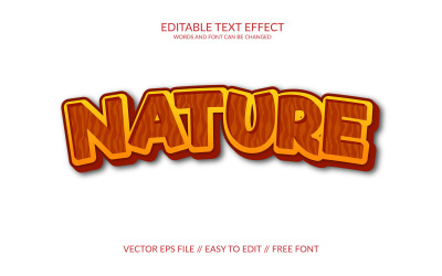 Natur 3D redigerbar vektor Eps texteffektmalldesign