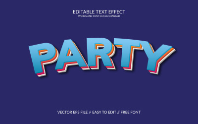 Večírek 3D upravitelný vektorový textový efekt Eps