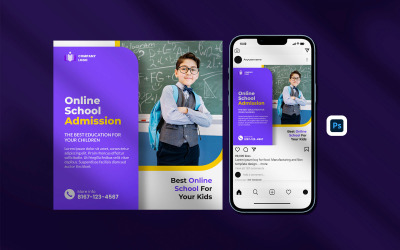 Modello di banner per social media per l&amp;#39;ammissione alla scuola