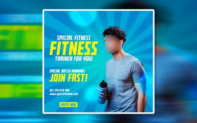 Banner di annunci promozionali sui social media per istruttori di fitness creativi