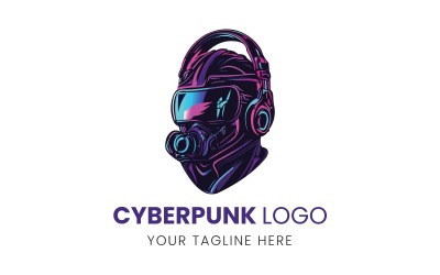 Cyborg - Modèle de logo Cyberpunk Futuristic VR et Cyber Brand