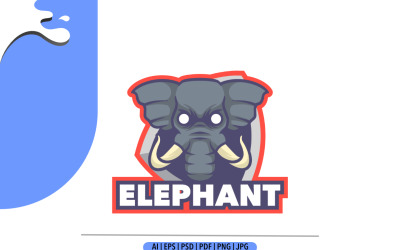 Design del logo dell&amp;#39;emblema della mascotte dell&amp;#39;elefante
