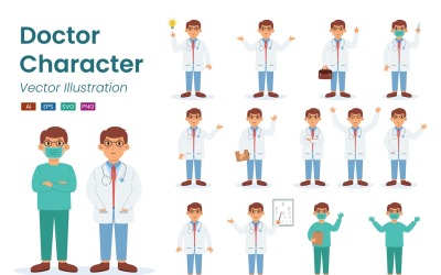 Doktor Karakter İllüstrasyon Seti