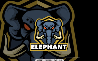 Logotipo de mascota elefante para juegos y deportes.