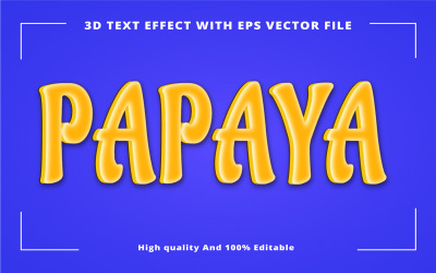 Papaye Effet de texte 3D entièrement modifiable de haute qualité EPS Vector
