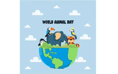 Ručně malovaná ilustrace Světový den zvířat