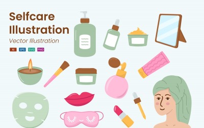 Samoobslužná péče ilustrace Set